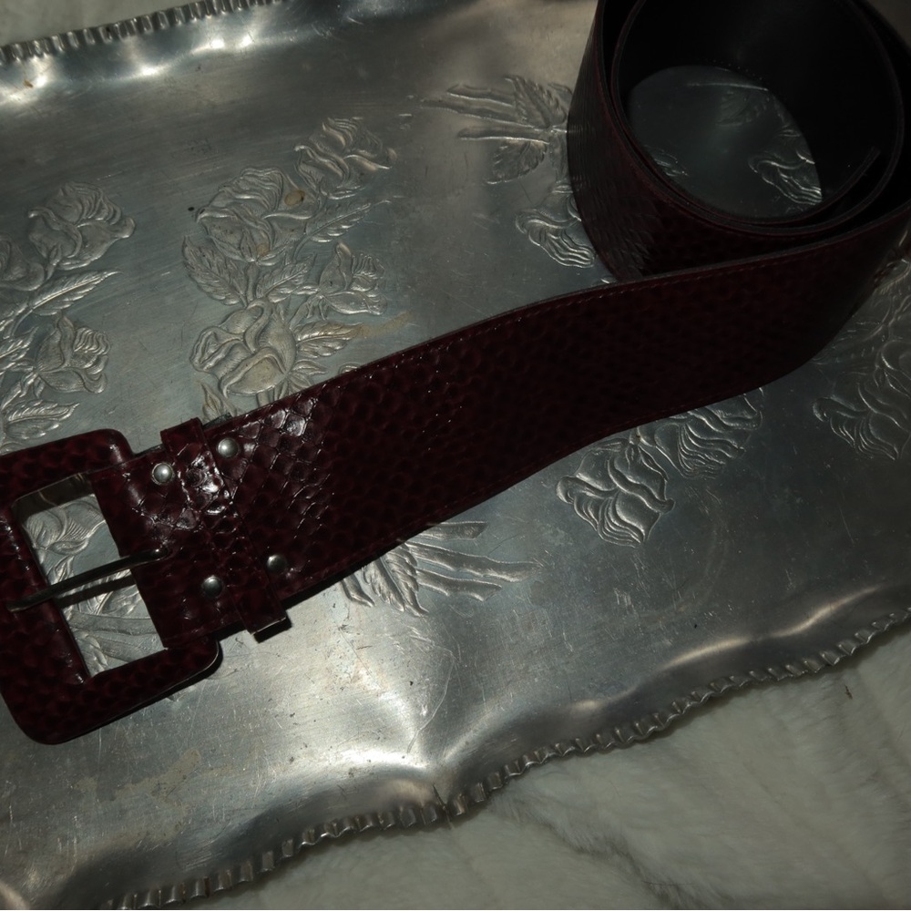 Red Snake Textured Belt - Picture 3 of 5